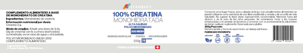 CREATINA 100% MONOHIDRATADA 250G