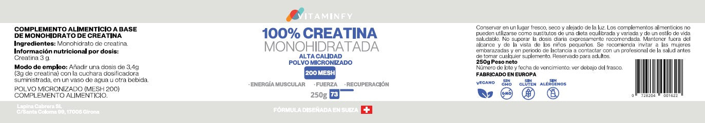 CREATINA 100% MONOHIDRATADA 250G