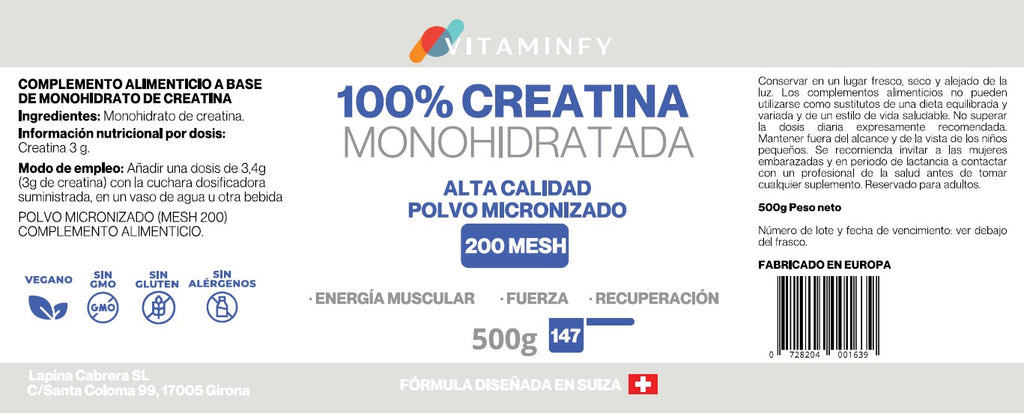 CREATINA 100% MONOHIDRATADA PACK AHORRO 2X500G