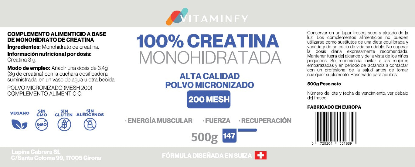 CREATINA 100% MONOHIDRATADA 500G