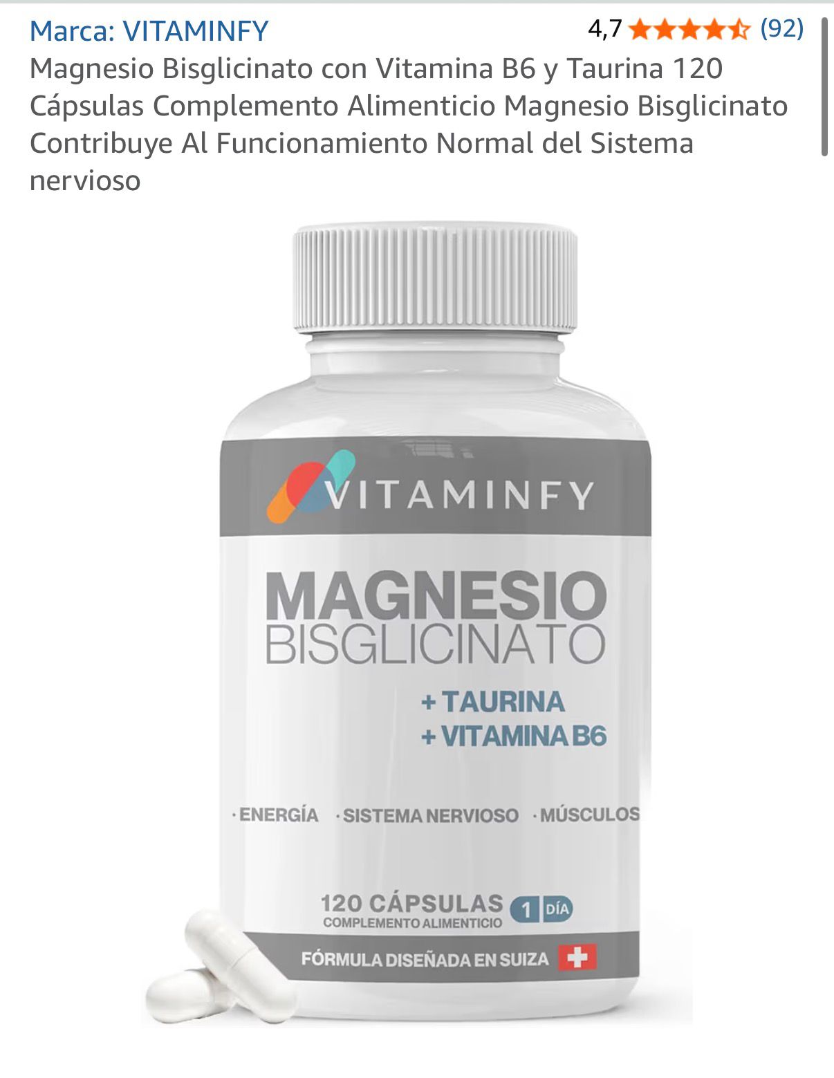 MAGNESIO BISGLICINATO CON VITAMINA B6 Y TAURINA